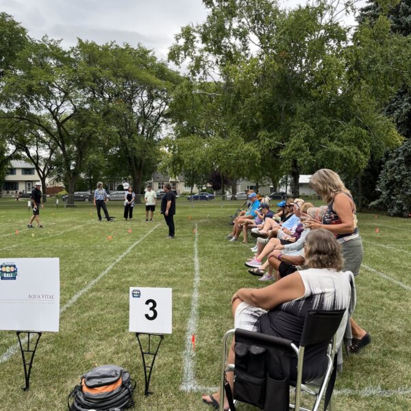 The crowd watching the Bocce Ball tournament.
