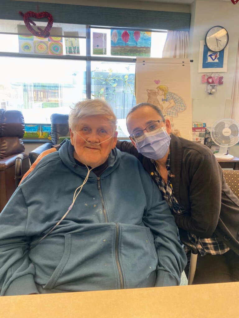 Recreation therapist and a resident